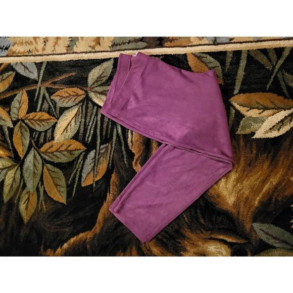 Chico's Faux Suede Pull On Skinny Pants Burgundy Women's 18 - Picture 5 of 5